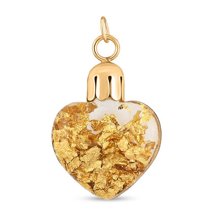 EXKLUSIV AUS ITALIEN - Handgefertigter Herz-Anh&auml;nger mit echtem Blattgold in edler Glasflasche, 916er Gold