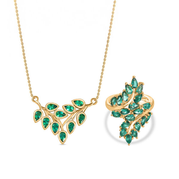 Labor Smaragd Ring und 45cm Halskette