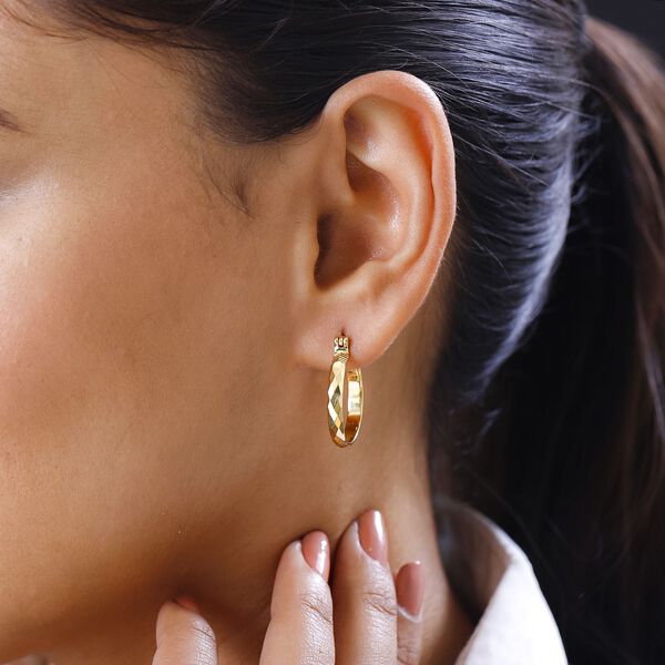 Creolen mit Diamantschliff in Silber mit Gelbgold Vermeil image number 2