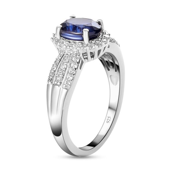 Masoala Saphir (Fissure gef&uuml;llt) und wei&szlig;er Zirkon-Ring, 925 Silber platiniert (Gr&ouml;&szlig;e 18.00) ca. 2.37 ct image number 5