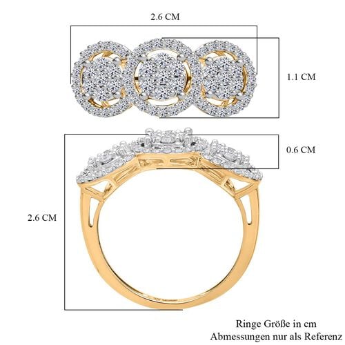 Lab Grown Diamant SI Ring 925 Silber 750 Gelbgold Vermeil (Größe 17.00) ca. 1,01 ct image number 6