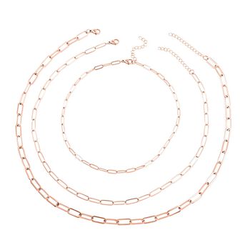 EVER TRUE 3er- Set - B&uuml;roklammerketten ca. 46 cm, 56 cm, 65 cm, 316L Edelstahl Ros&eacute;farben