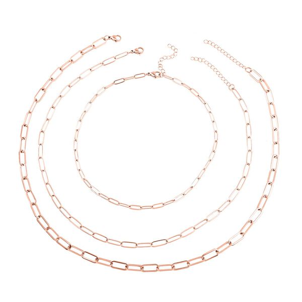 EVER TRUE 3er-Set- Stacking B&uuml;roklammerketten in Ros&eacute;goldton