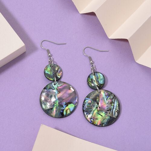 Abalone Muschel Ohrringe, Reiner Edelstahl, silberfarben, ca. 0,01 ct. image number 1