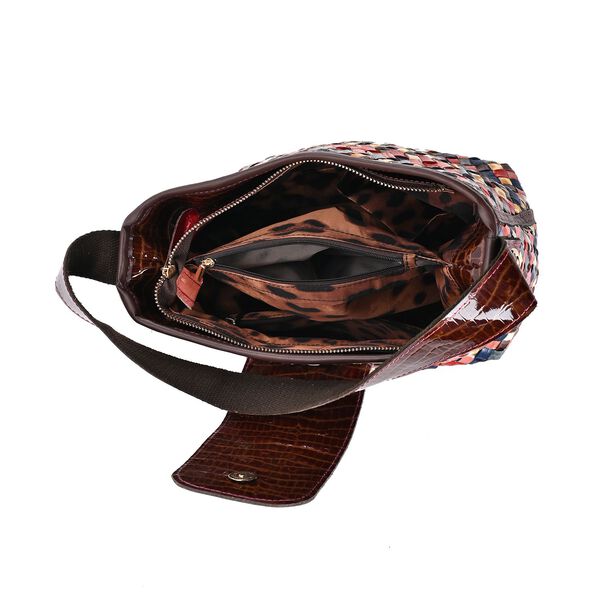 Chaos by Elsie - 100% Echtleder gewebte Tasche, dunkel image number 3