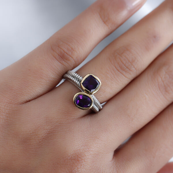 Lusaka Amethyst Bypass Ring 925 Silber Bicolor image number 3
