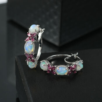 D'Joy AA Nat&uuml;rliche, &auml;thiopische Welo Opal und Rhodolith Granat Ohrringe - 5 ct.