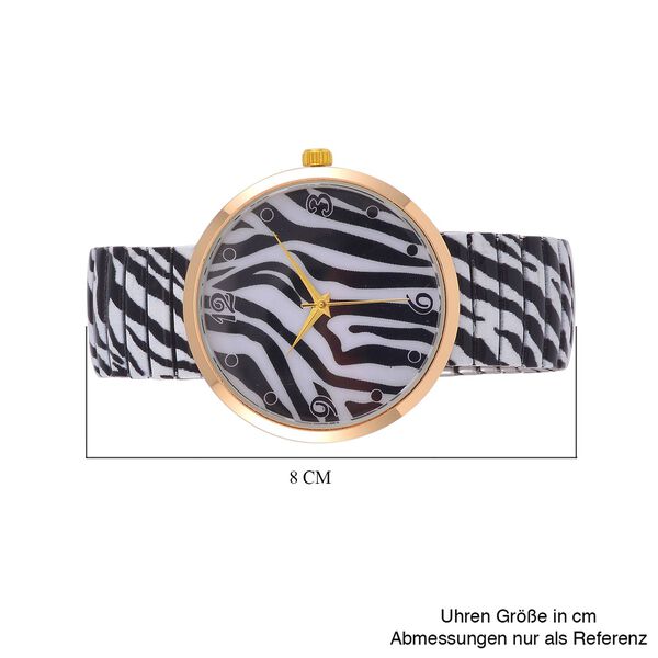 STRADA - Japanisches Uhrwerk, Flexible Uhr, Zebra Muster image number 8