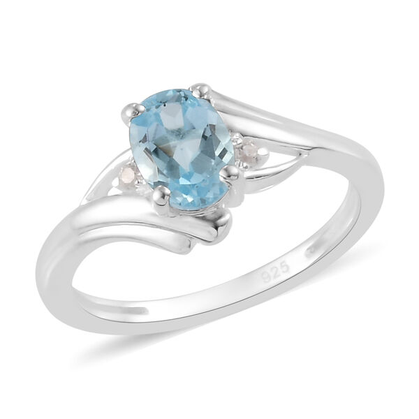 Himmelblauer Topas und Zirkon Ring 925 Silber  ca. 1,02 ct image number 4
