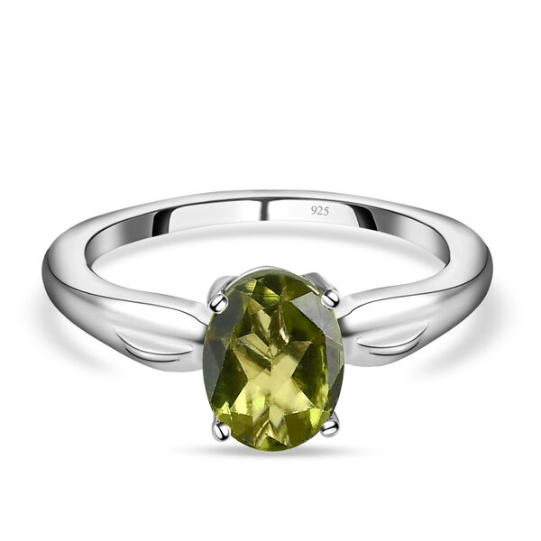 Nat&uuml;rlicher Peridot-Ring, 925 Silber platiniert  ca. 1,25 ct