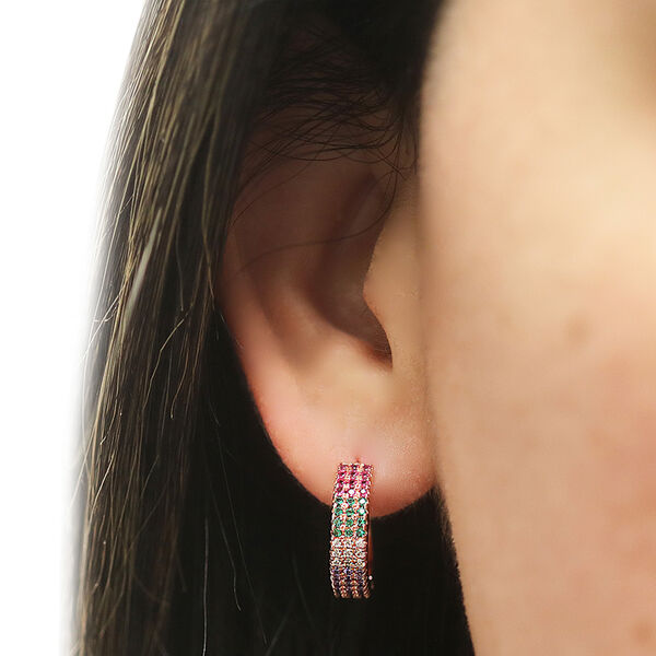 AAA Mehrfarbige Zirkonia Ohrringe, Nickelfreies Messing ros&eacute;vergoldet