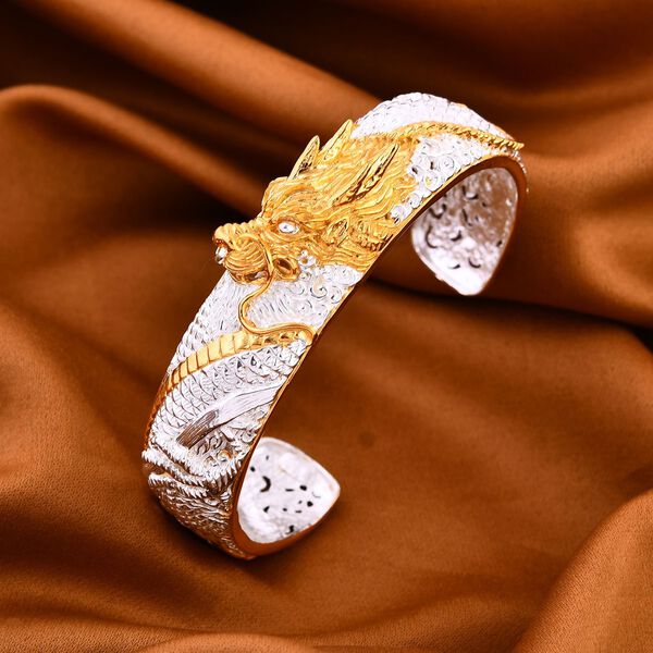 Royal Bali Kollektion - 925 Silber und Gelbgold Vermeil Armreif, ca. 37,00g image number 2