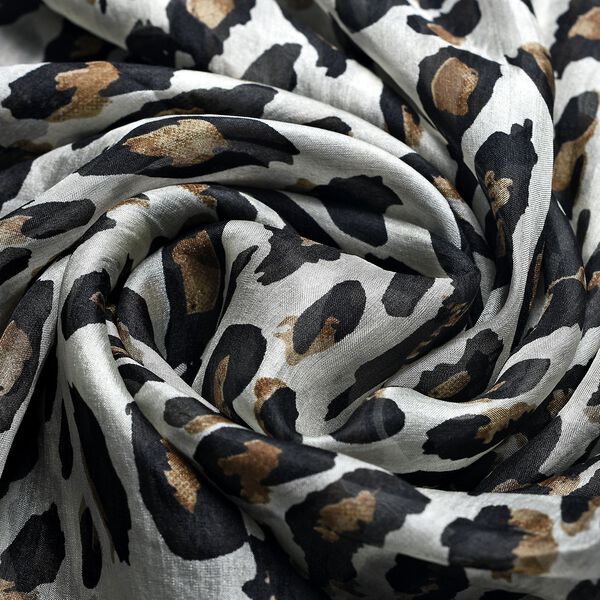 Bedruckter Seidenschal und Rosenquarz-Edelstein-Schl&uuml;sselanh&auml;nger mit Geschenkbox, schwarz und cr&egrave;me image number 6