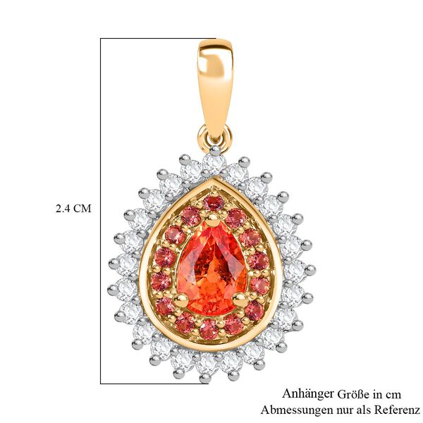 AAA Padparadscha Saphir und Diamant Anhänger in 585 Gold - 1,63 ct. image number 4