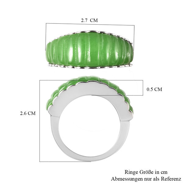 Grüne Jade Ring 925 Silber Rhodium-Überzug image number 6