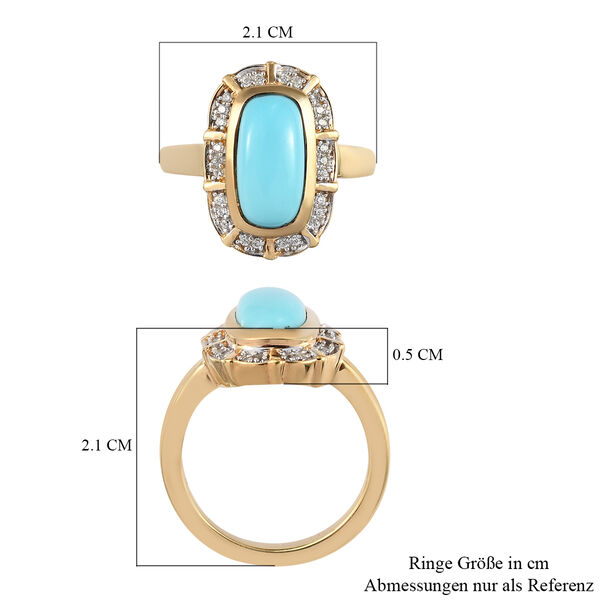 Natürlicher Sleeping Beauty Türkis und Zirkon Halo Ring 925 Silber 585 Vergoldet image number 7