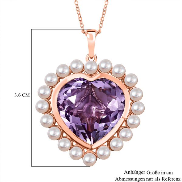 D'Joy AA Rosa Amethyst, S&uuml;&szlig;wasser Perle (3.5mm) Schmuckset ca. 50 cm 925 Silber 750 Ros&eacute;gold Vermeil 20.32 ct image number 6