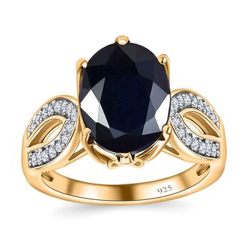 Diffundierter blauer Saphir und Zirkon Ring - 4,57 ct.