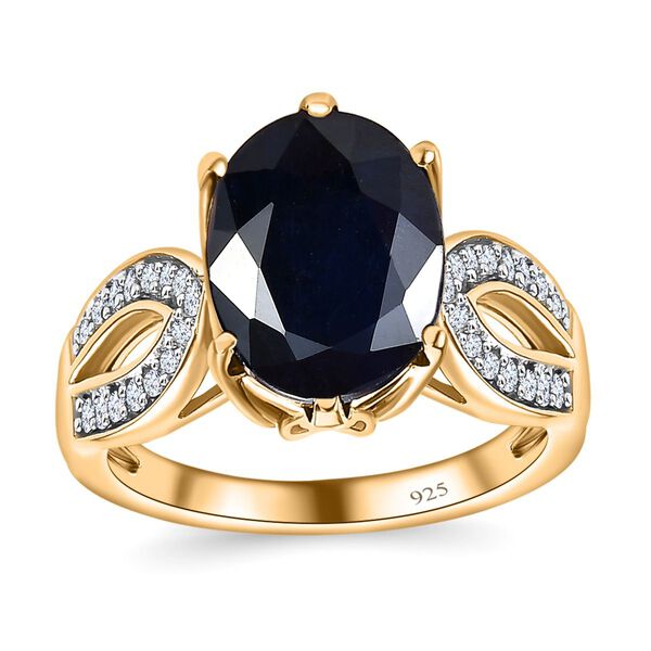 Diffundierter blauer Saphir und Zirkon Ring - 4,57 ct. image number 4