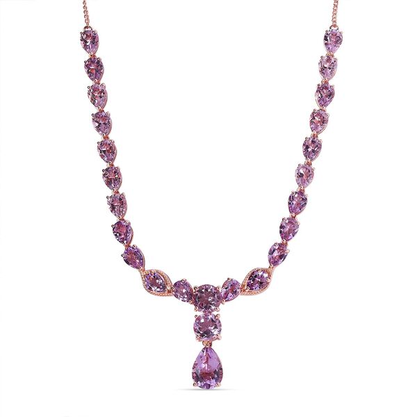 Rose de France Amethyst Collier, ca. 45 cm, 925 Silber ros&eacute;vergoldet ca. 30.70 ct
