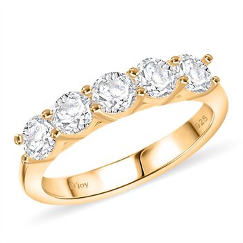 RADIANTA GRA zertifiziert Moissanit (D-VVS) Ring 925 Silber 750 Gelbgold Vermeil (Gr&ouml;&szlig;e 16.00) ca. 1.15 ct