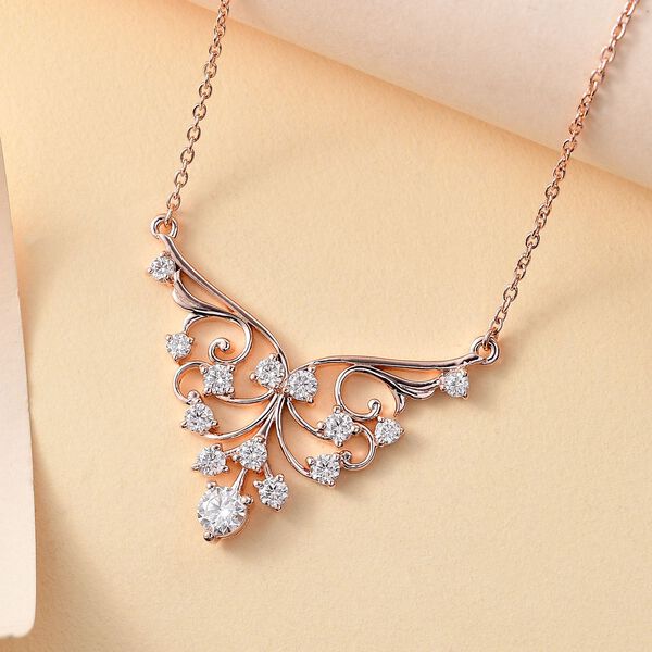 Moissanit Halskette ca. 45 cm 925 Silber 750 Ros&eacute;gold Vermeil ca. 1.74 ct image number 2