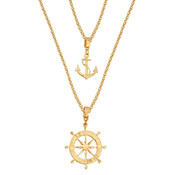 2er-Set - wei&szlig;e Kristall-Halskette in Goldton, 50 cm - 5 ct.