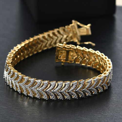 Chevron Armband mit Diamantakzenten in Goldton, 19 cm image number 1
