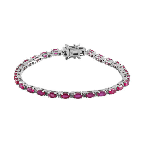 Afrikanisches Rubin und Zirkon-Armband in Silber image number 0