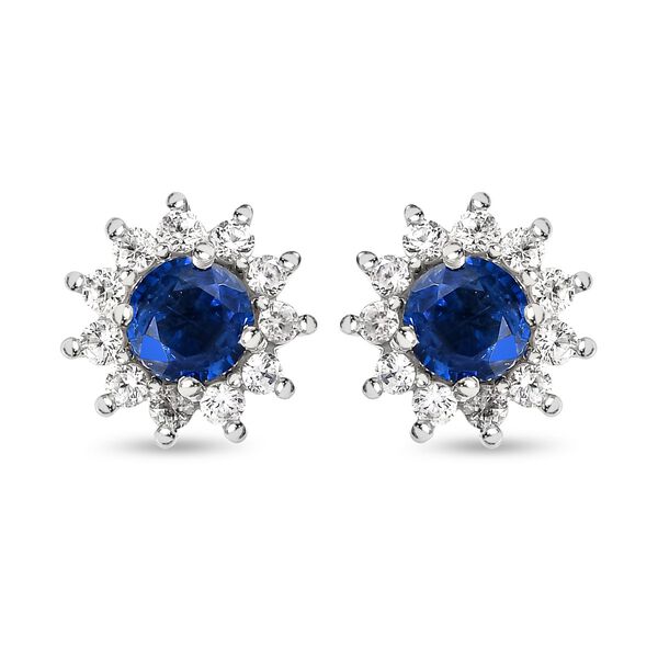 Kaschmir Kyanit und wei&szlig;e Zirkon-Ohrstecker - 1,49 ct.