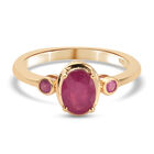 Rubin-Ring, Fissure gefüllt, 925 Silber vergoldet (Größe 16.00) ca. 1,26 ct