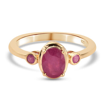 Rubin-Ring, Fissure gef&uuml;llt, 925 Silber vergoldet (Gr&ouml;&szlig;e 16.00) ca. 1,26 ct