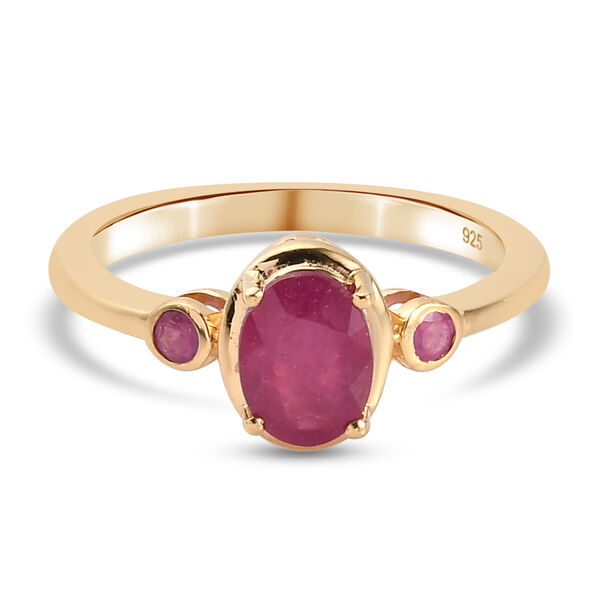 Rubin-Ring, Fissure gef&uuml;llt, 925 Silber vergoldet  ca. 1,26 ct