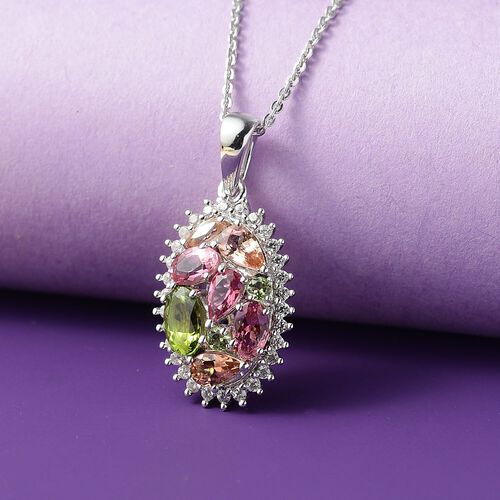 D'Joy AAA Multi-Calabar-Turmalin und Zirkon Anhänger mit 50cm Kette - 2 ct. image number 1