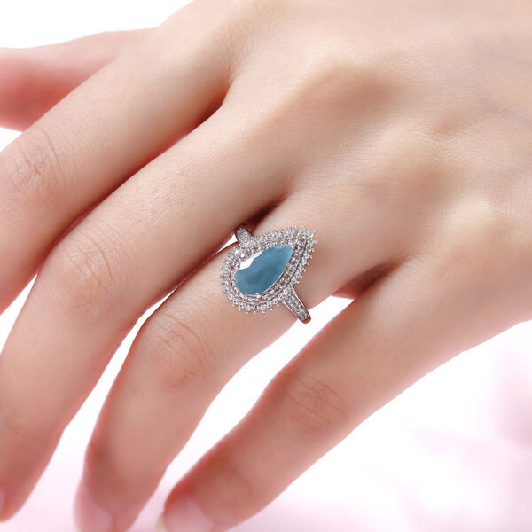 Grandidierit und nat&uuml;rlicher Champagner Zirkon-Ring, 925 Silber platiniert  ca. 2,73 ct image number 3