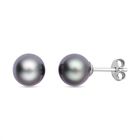 Tahiti-Zuchtperlen-Ohrringe, (8-9 mm), 925 Silber rhodiniert