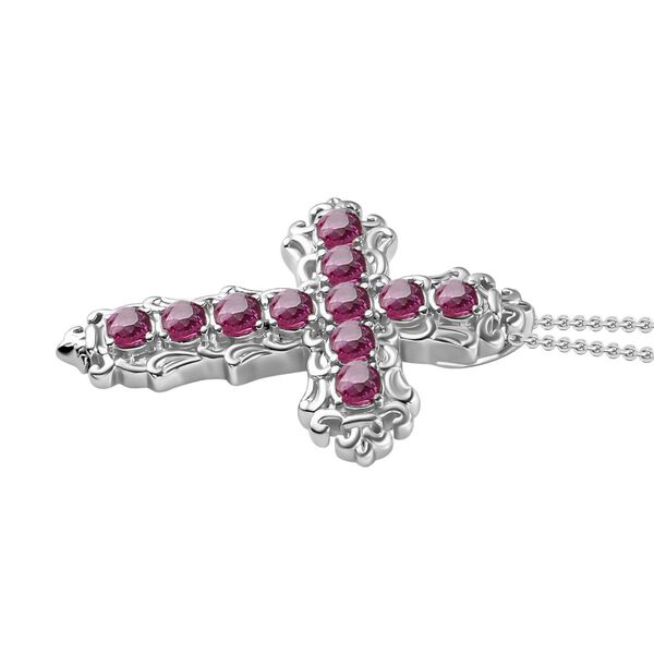 Afrikanischer Rubin (Fissure gef&uuml;llt) Kreuz-Anh&auml;nger mit Kette, 50 cm - 1,19 ct. image number 4