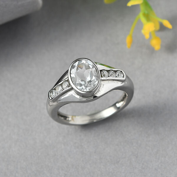 EVER TRUE Wei&szlig;er Topas, Wei&szlig;er Zirkonia Ring 316L Edelstahl (Gr&ouml;&szlig;e 17.00) image number 1