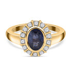 Masoala Saphir und Zirkon-Halo-Ring, 925 Silber vergoldet, 1,27 ct. image number 0