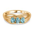 Blauer Apatit Ring 925 Silber 750 Gelbgold Vermeil (Größe 16.00) ca. 0,55 ct