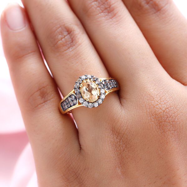 AA Ceylon kaiserlicher Granat und nat&uuml;rlicher Champagner Zirkon-Ring - 1,90 ct. image number 3