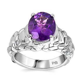 Afrikanischer Amethyst, Weißer Zirkon Ring Messing (Größe 16.00) ca. 2,84 ct