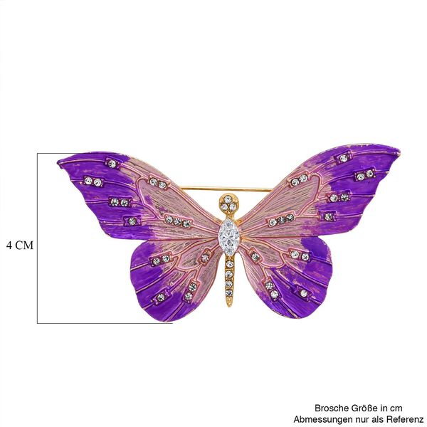 Wei&szlig;er Kristall und mehrfarbige Emaille-Brosche, Schmetterling image number 5
