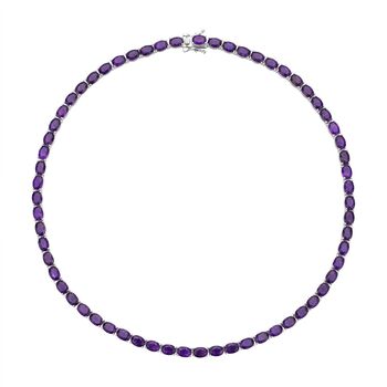 Afrikanische Amethyst Halskette, ca. 45 cm, 925 Silber rhodiniert ca. 42.72 ct