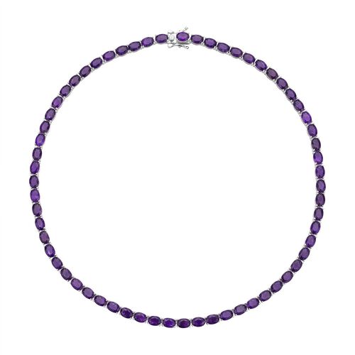 Afrikanische Amethyst Halskette, ca. 45 cm, 925 Silber rhodiniert ca. 42.72 ct image number 0