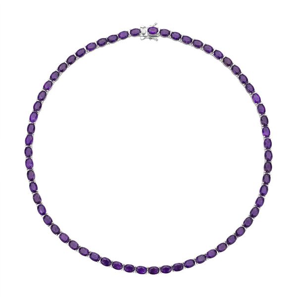Afrikanische Amethyst Halskette, ca. 45 cm, 925 Silber rhodiniert ca. 42.72 ct