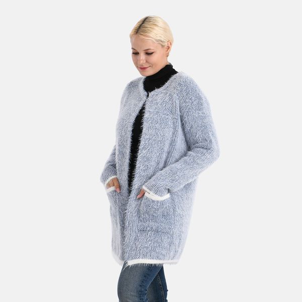 Kuschelweicher, langer Übergangs-Cardigan mit 2 Taschen, gestrickt, Himmelblau image number 5