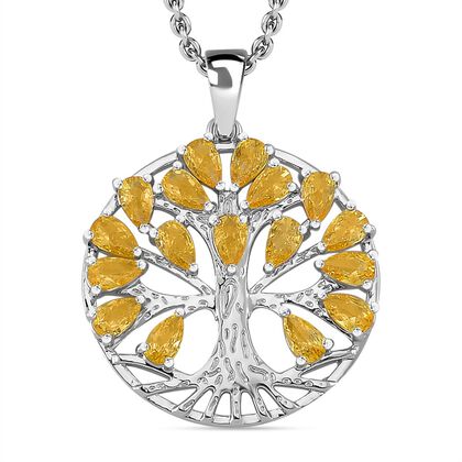 Gelber Zirkonia Halskette ca. 50 cm Messing