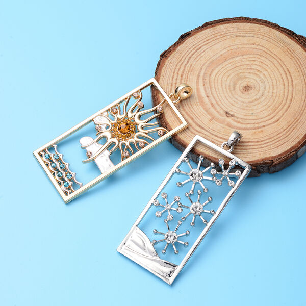 4er-Set mehrfarbige Kristall-Anh&auml;nger mit Kette, ca. 50 cm, ros&eacute;, gold, silberfarben image number 1