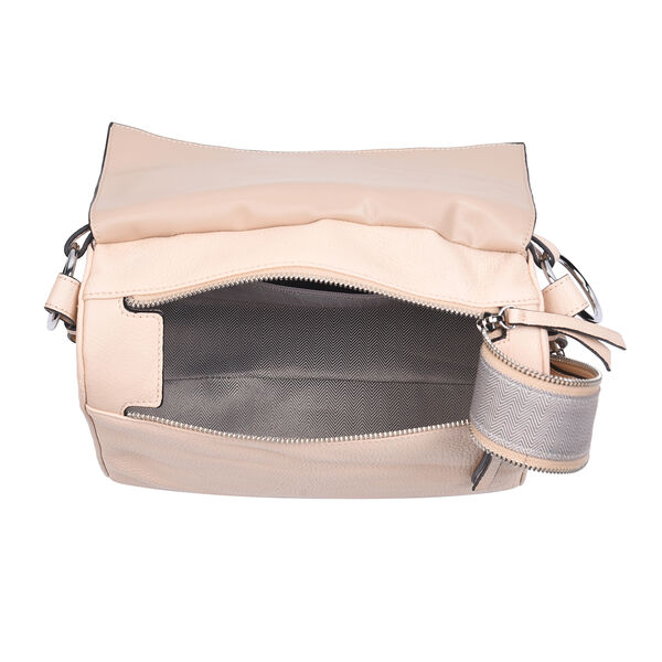 Crossbody Tascheaus echtem Leder, Gr&ouml;&szlig;e 24x9x18 cm, Beige image number 6